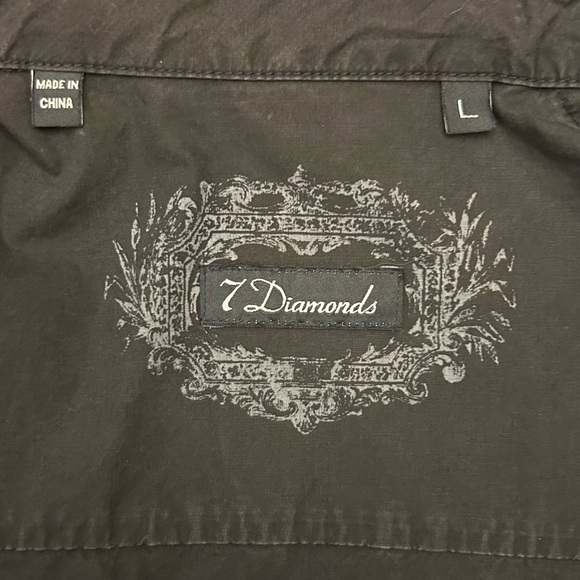 7 Diamonds Black Casual Button Down Cotton Shirt with Classic Collar Size L - Picture 9 of 11